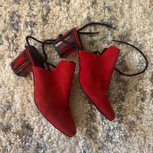 Free people red block heels